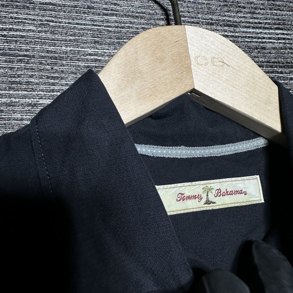 Tommy Bahama Shirt Men's XL Black Silk Camp Short Sleeve Button Up Hawaiian - Picture 9 of 12